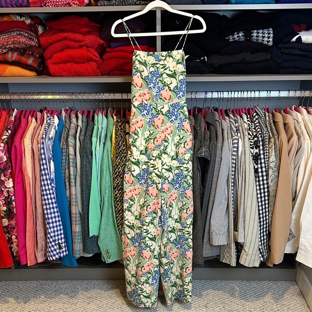 Sage The Label green/multicolored floral side zipper closure jumpsuit S NWT